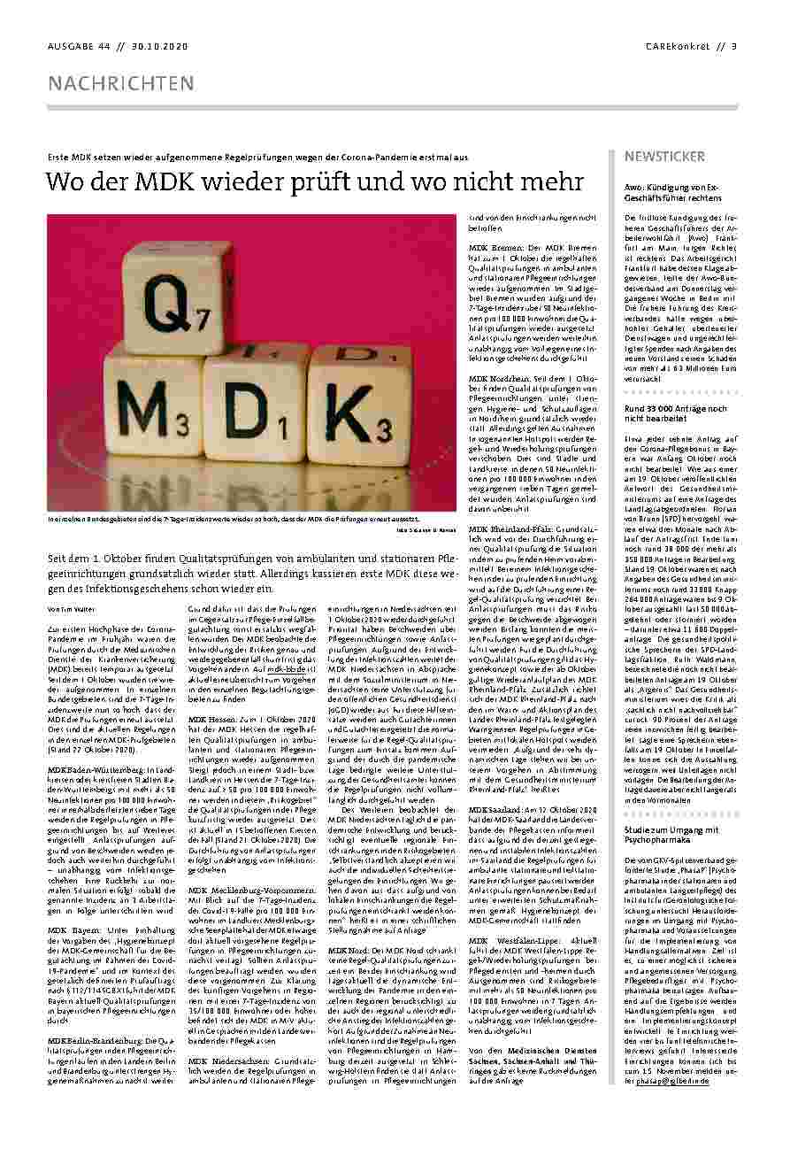 Vorschauseite 1: Wo der MDK wieder prüft und wo nicht mehr