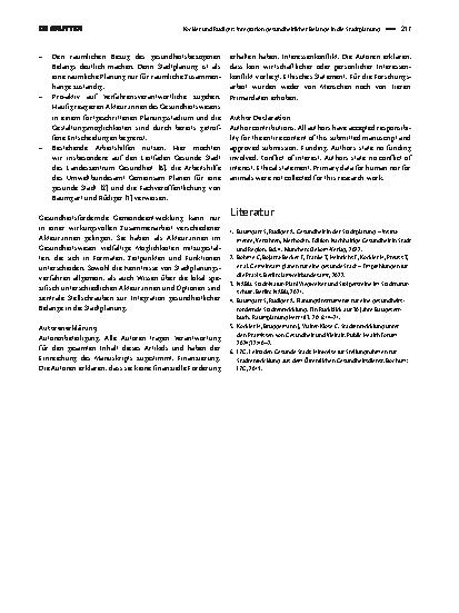 Vorschauseite 3: Integration gesundheitlicher Belange in die Stadtplanung