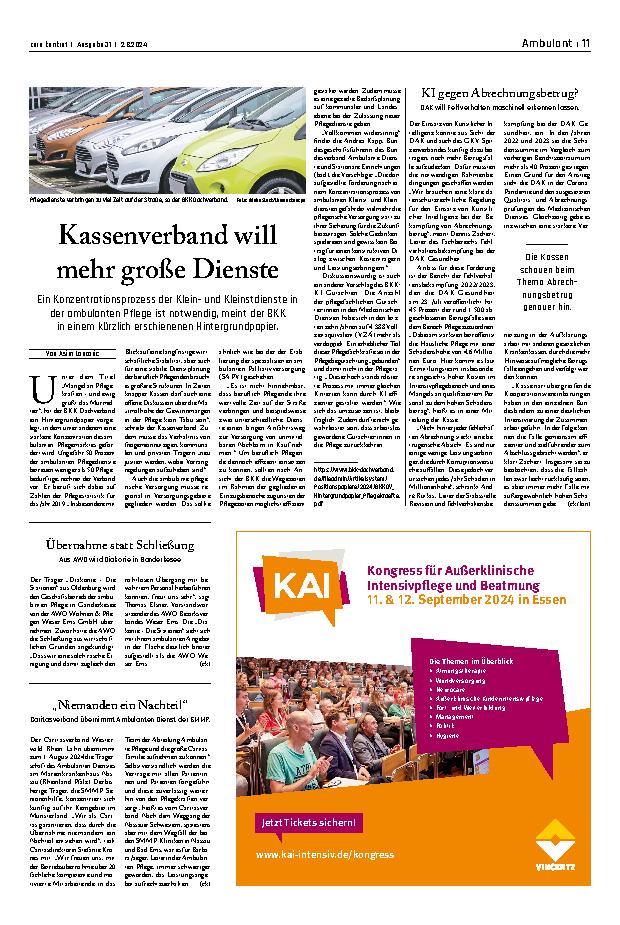 Vorschauseite 1: Kassenverband will mehr große Dienste.