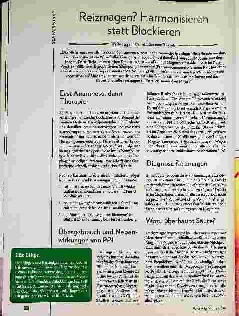 Vorschauseite 1: Reizmagen? Harmonisieren statt Blockieren