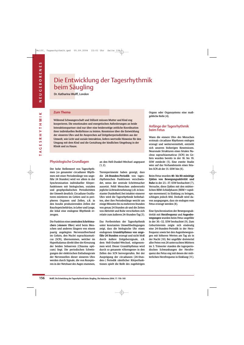 Vorschauseite 1: Die Entwicklung der Tagesrhythmik beim Säugling