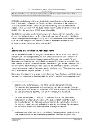 Vorschauseite 2: Kirchliche Arbeitsgerichtsbarkeit im Bereich der Deutschen Bischofskonferenz 2024 und 2025