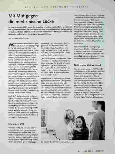 Vorschauseite 1: Mit Mut gegen die medizinische Lücke