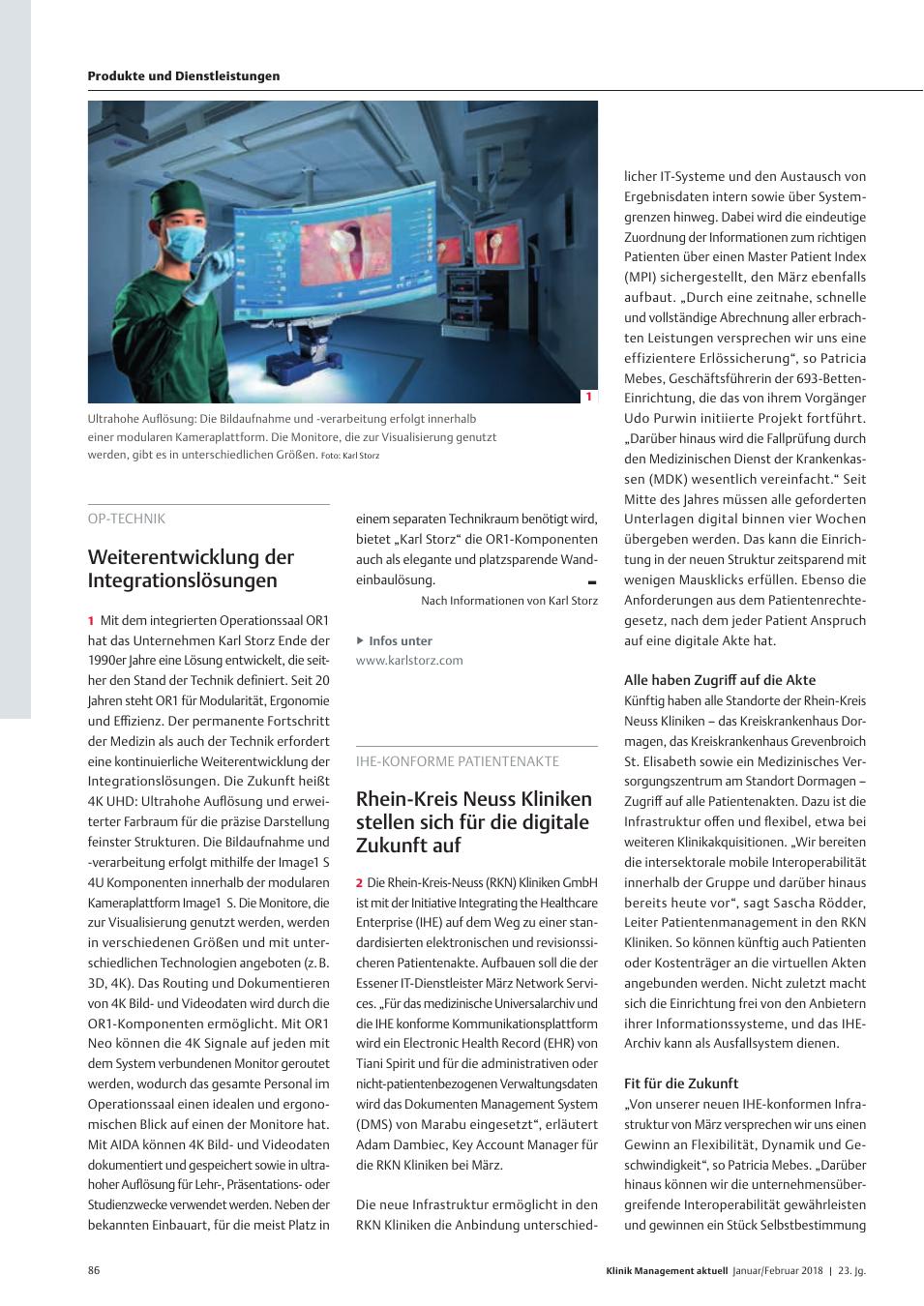 Vorschauseite 1: IHE-konforme Patientenakte - Rhein-Kreis Neuss Kliniken stellen sich für die digitale Zukunft auf