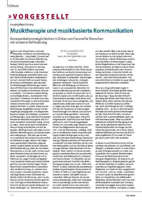 Vorschauseite 1: Musiktherapie und musikbasierte Kommunikation