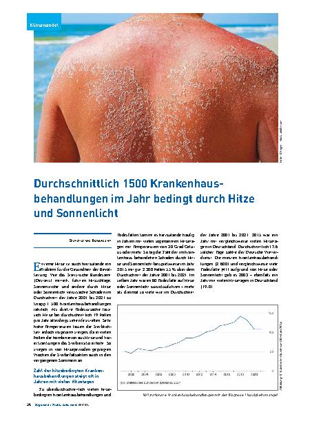 Vorschauseite 1: Durchschnittlich 1500 Krankenhausbehandlungen im Jahr bedingt durch Hitze und Sonnenlicht.