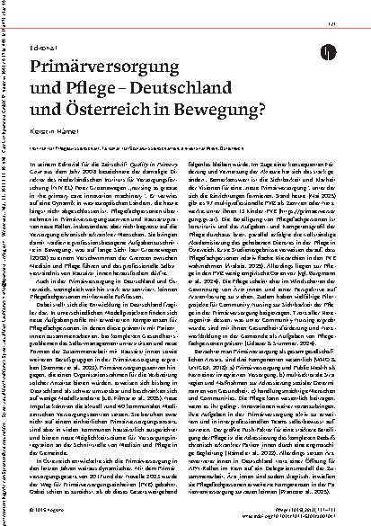 Vorschauseite 1: Primärversorgung und Pflege – Deutschland und Österreich in Bewegung?