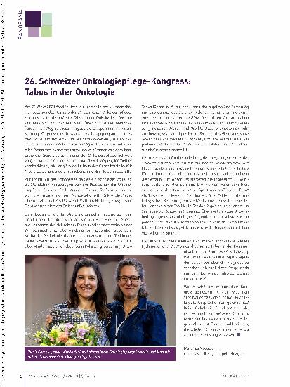 Vorschauseite 1: 26. Schweizer Onkologiepflege-Kongress: Tabus in der Onkologie