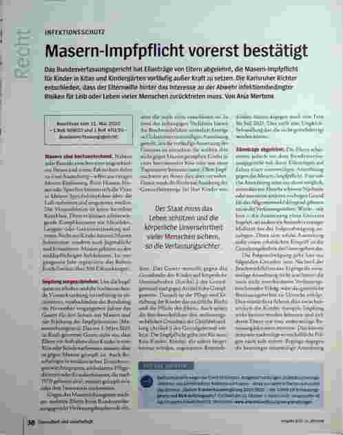 Vorschauseite 1: Masern-Impfpflicht vorerst bestätigt