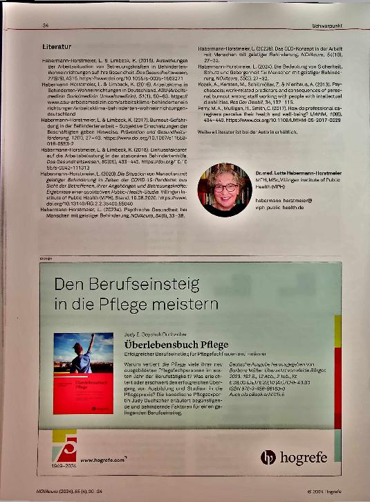 Vorschauseite 5: Die Gesundheit der Betreuungskräfte in der Behindertenarbeit