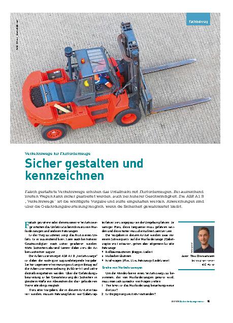 Vorschauseite 1: Verkehrswege für Flurförderzeuge Sicher gestalten und kennzeichnen