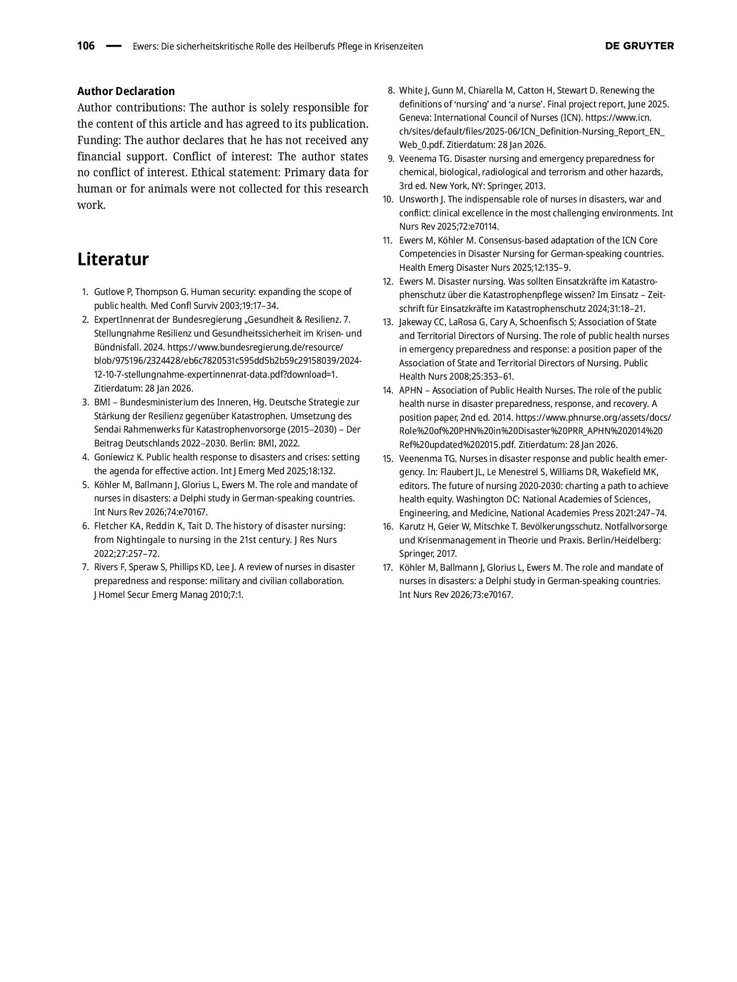 Vorschauseite 3: Die sicherheitskritische Rolle des Heilberufs Pflege in Krisenzeiten
