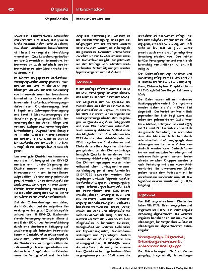 Vorschauseite 3: Umsetzung und Bewertung von Qualitätsindikatoren sowie Versorgungskonzepten anästhesiologisch betreuter Intensivstationen