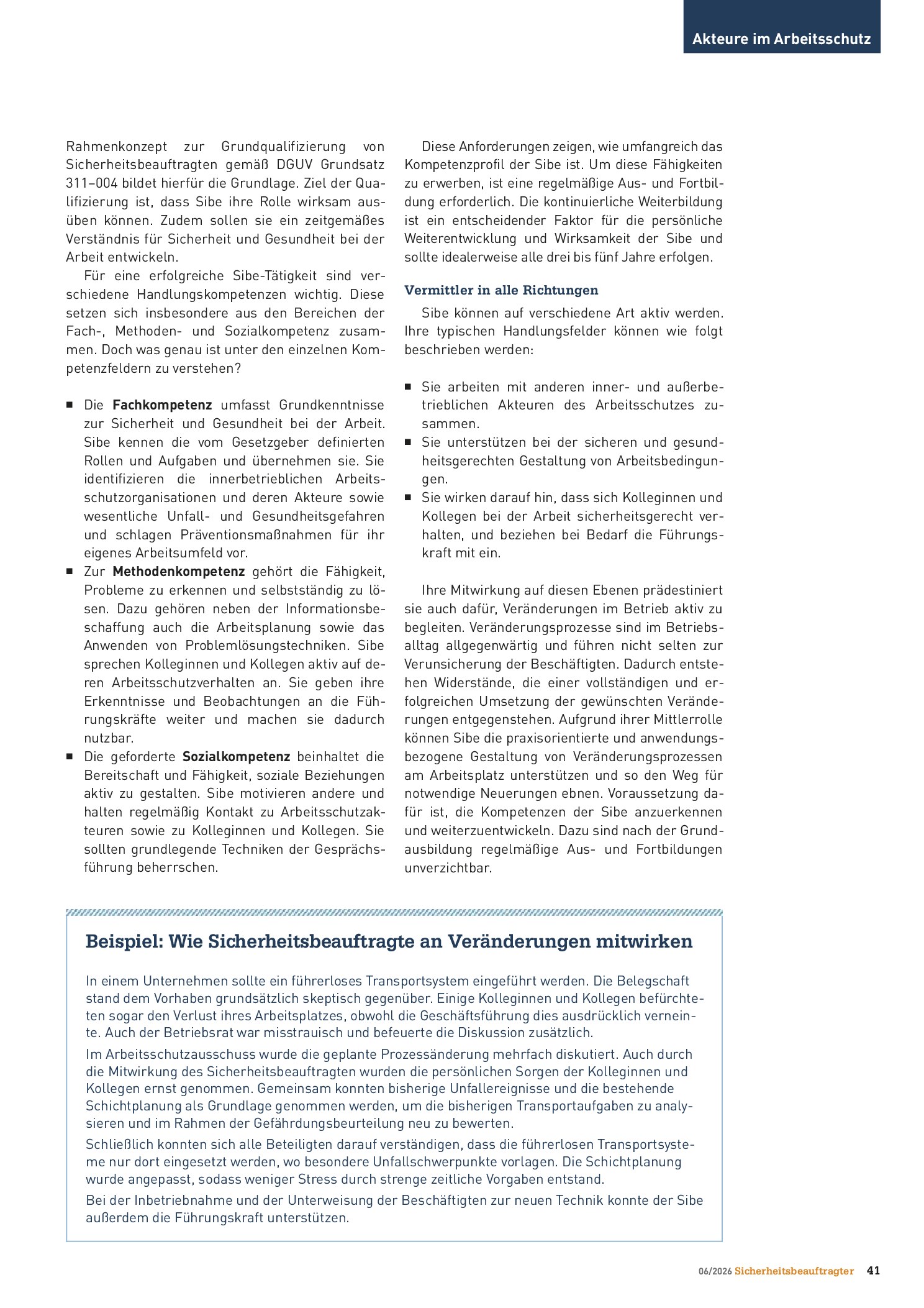 Vorschauseite 3: Sicherheitsbeauftragte und Change Management. Weg für Neues ebnen