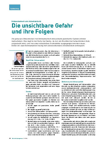 Vorschauseite 1: Schwarzarbeit und Arbeitsschutz: Die unsichtbare Gefahr und ihre Folgen