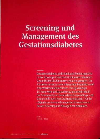 Vorschauseite 1: Screening und Management des Gestationsdiabetes