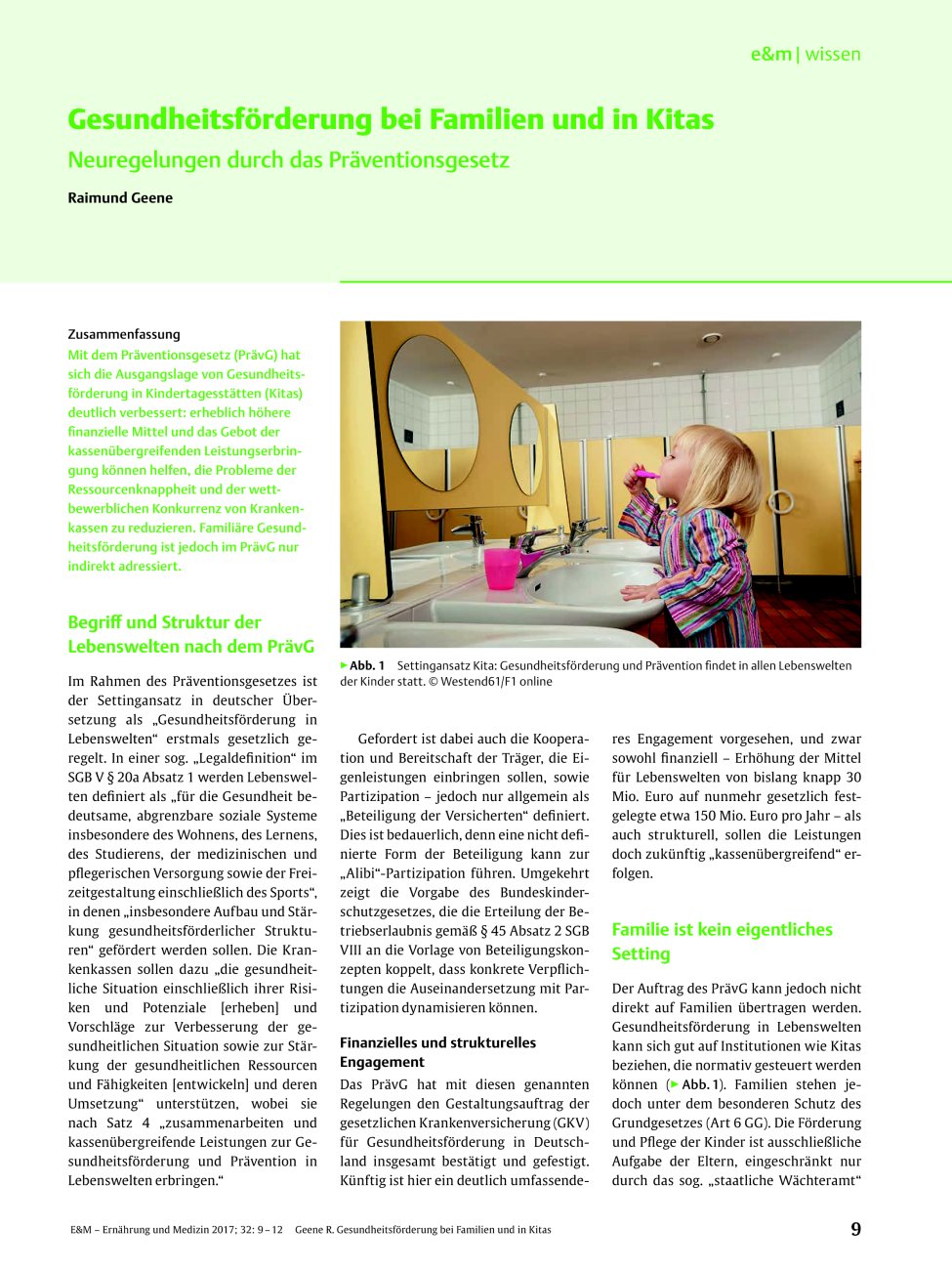 Vorschauseite 1: Gesundheitsförderung bei Familien und in Kitas
