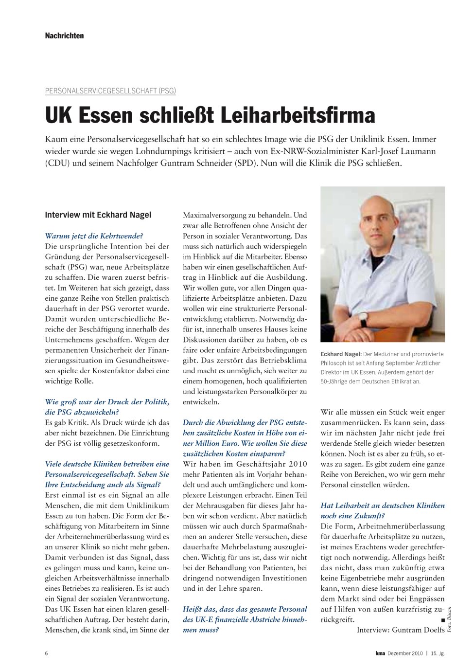 Vorschauseite 1: UK Essen schließt Leiharbeitsfirma