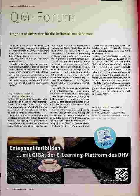 Vorschauseite 1: QM-Forum: Fragen und Antworten für die freiberufliche Hebamme