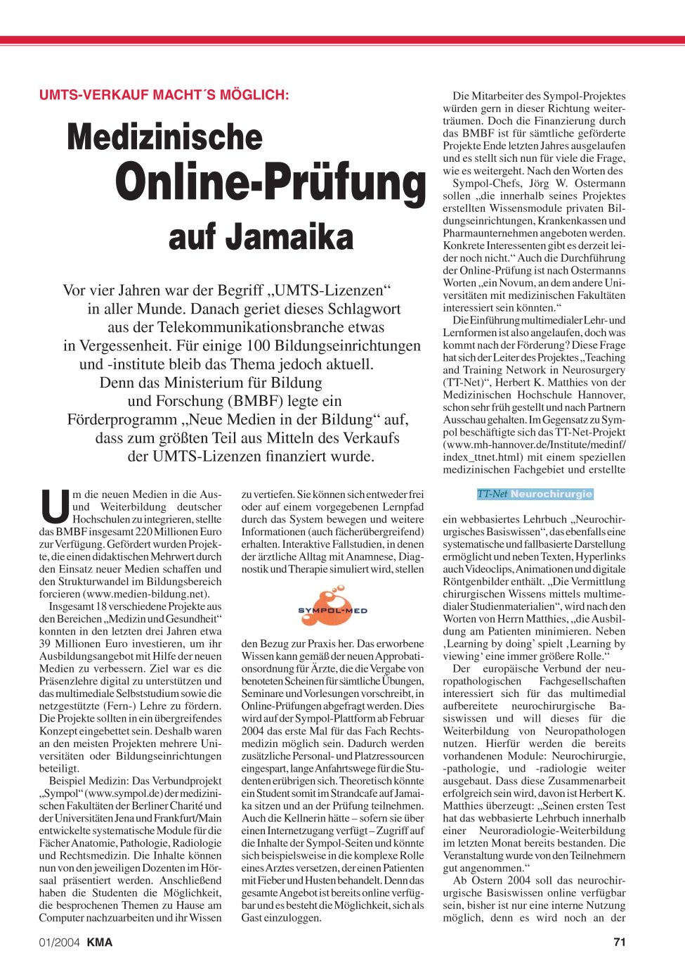 Vorschauseite 1: Medizinische Online-Prüfung auf Jamaika