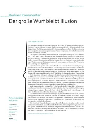 Vorschauseite 1: Berliner Kommentar Der große Wurf bleibt Illusion