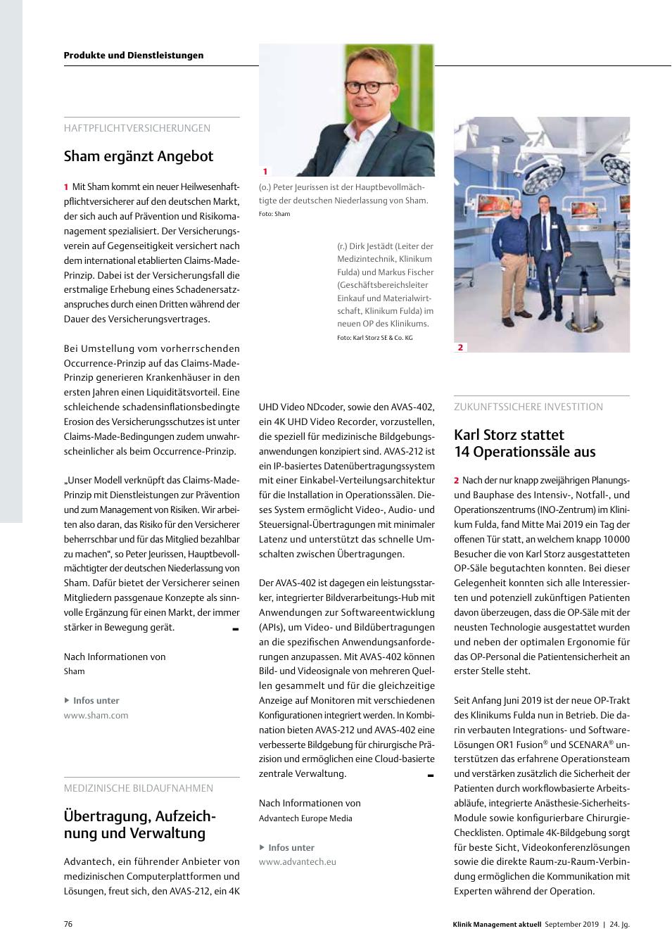 Vorschauseite 1: Haftpflichtversicherungen: Sham erganzt Angebot