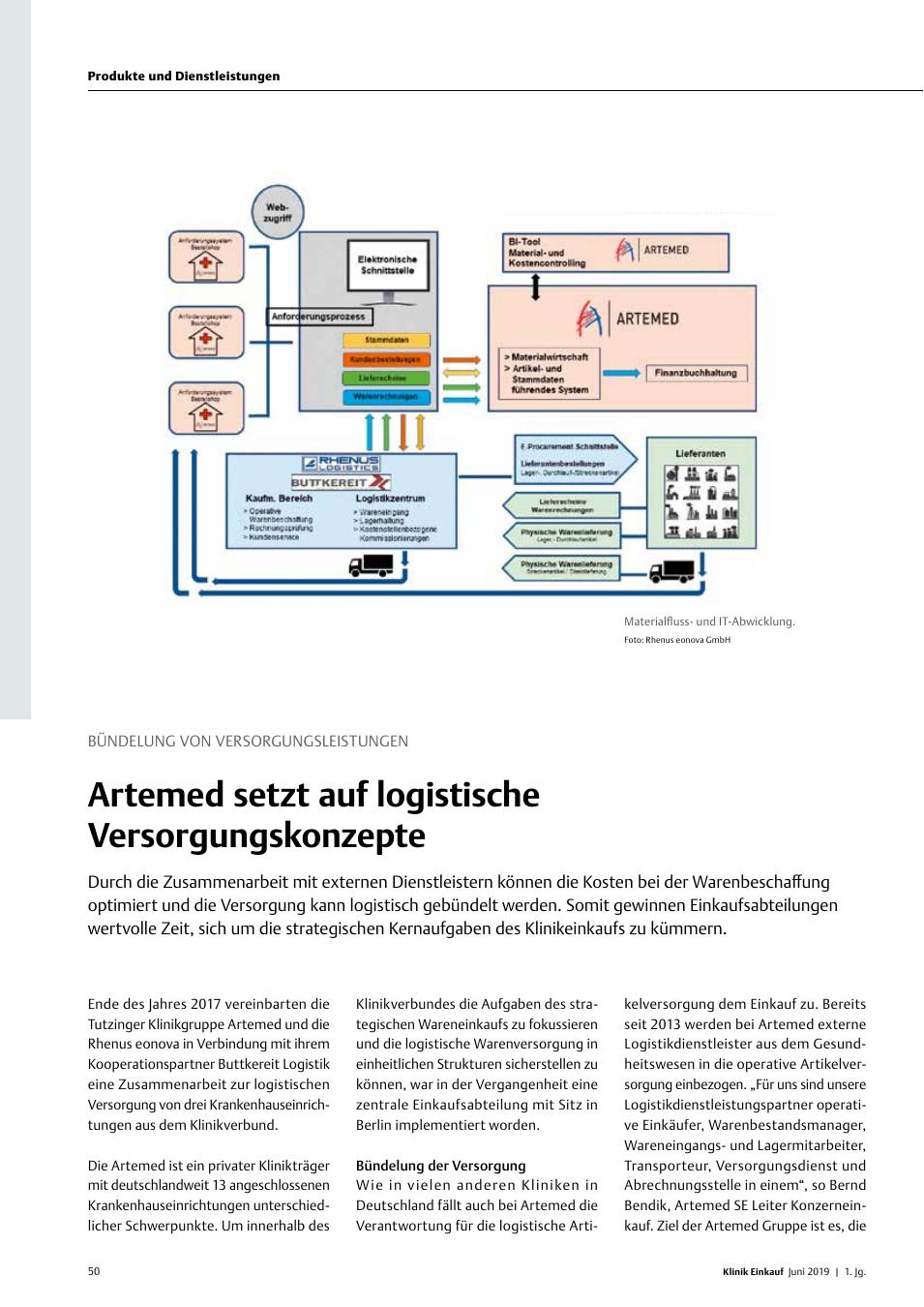 Vorschauseite 1: Bündelung von Versorgungsleistungen: Artemed setzt auf Logistische Versorgungskonzepte