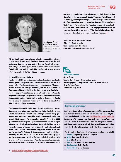 Vorschauseite 2: Anna Freud, Tochter, Lehrerin, (Kinder-)Psychoanalytikerin, Autorin