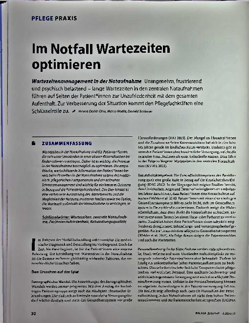 Vorschauseite 1: Im Notfall Wartezeiten optimieren