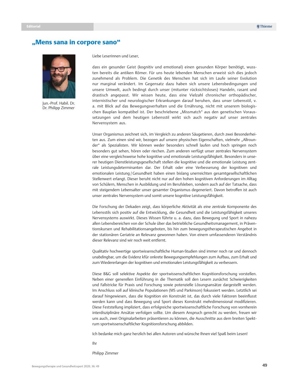 Vorschauseite 1: „Mens sana in corpore sano“