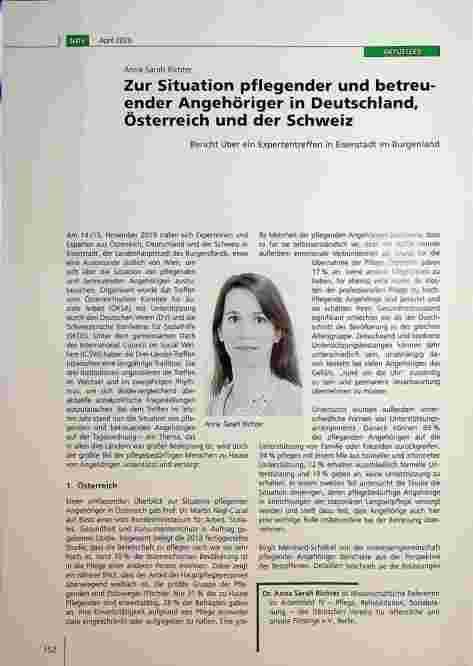 Vorschauseite 1: Zur Situation pflegender und betreuender Angehöriger in Deutschland, Österreich und der Schweiz