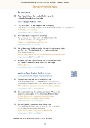 Vorschauseite 3: Pflegewissenschaft Heft 1-2026