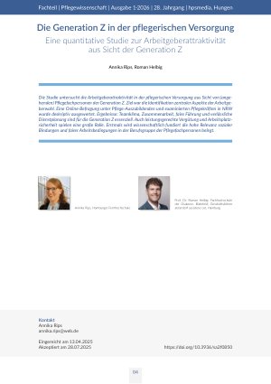 Vorschauseite 6: Pflegewissenschaft Heft 1-2026