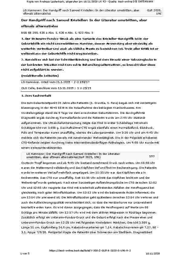 Vorschauseite 1: Der Handgriff nach Samuel Kristeller: In der Literatur umstritten, aber oft alternativlos.