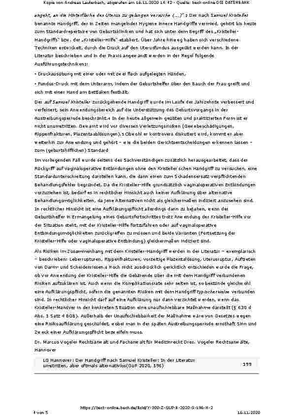 Vorschauseite 4: Der Handgriff nach Samuel Kristeller: In der Literatur umstritten, aber oft alternativlos.