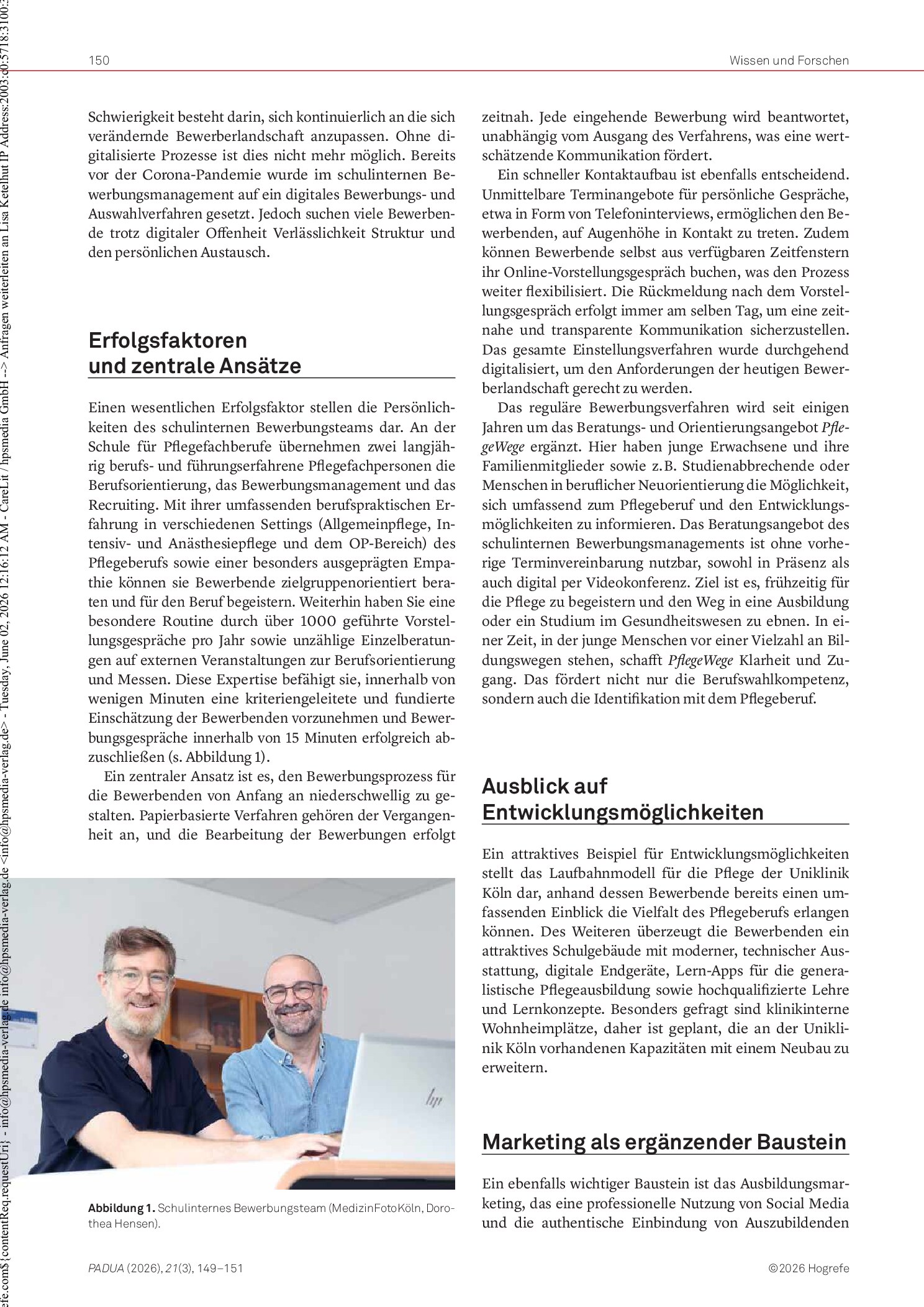 Vorschauseite 2: Wer nur sucht, hat schon verloren: Einfluss des Bewerbungsmanagements an Pflegeschulen – ein Erfahrungsbericht