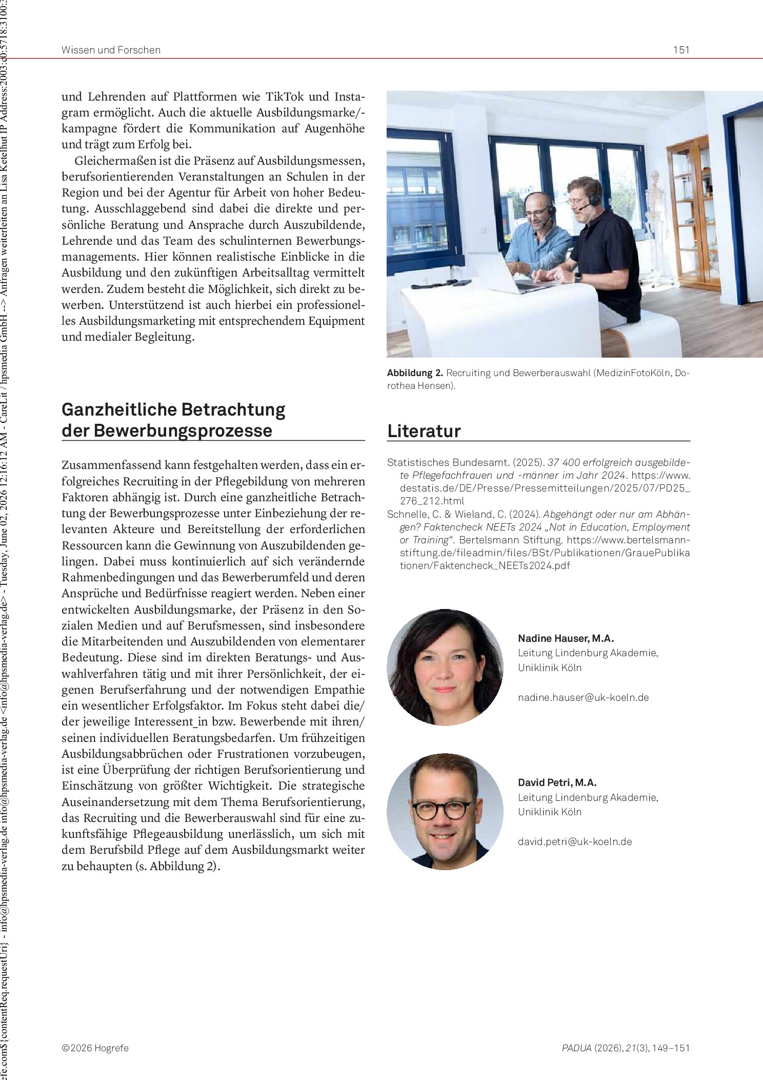 Vorschauseite 3: Wer nur sucht, hat schon verloren: Einfluss des Bewerbungsmanagements an Pflegeschulen – ein Erfahrungsbericht