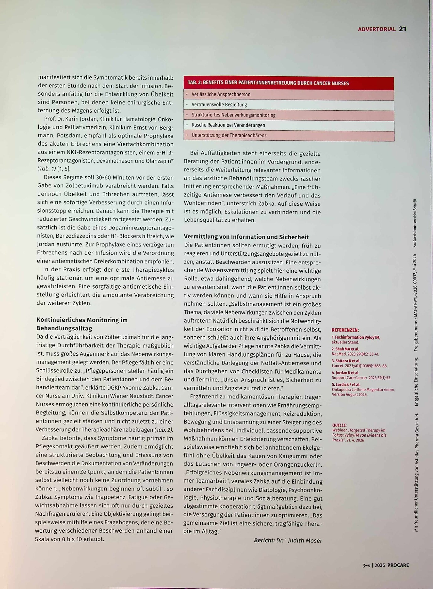 Vorschauseite 2: Zolbetuximab beim Magenkarzinom: Aspekte des Nebenwirkungsmanagements