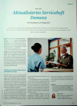 Vorschauseite 1: Aktualisiertes Serviceheft Demenz Für Praxisteams und Pflegekräfte