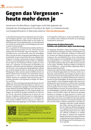 Vorschauseite 1: Gegen das Vergessen – heute mehr denn je
