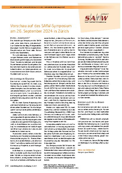 Vorschauseite 1: Vorschau auf das SAFW-Symposium am 26. September 2024 in Zürich
