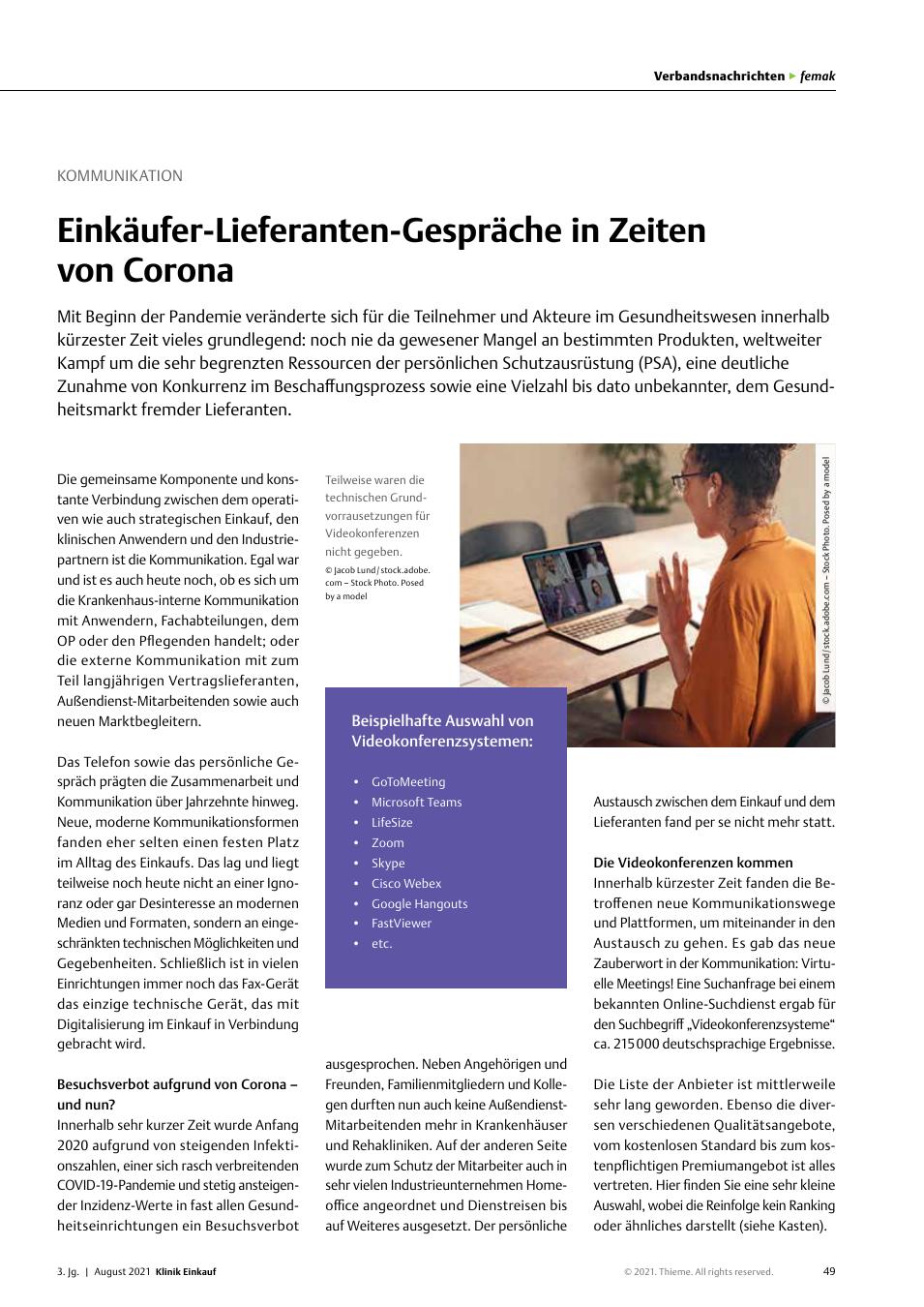 Vorschauseite 1: Kommunikation: Einkäufer-Lieferanten-Gespräche in Zeiten von Corona