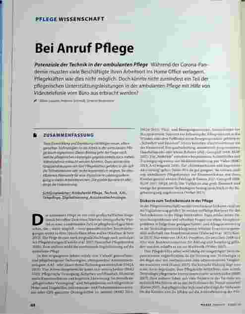 Vorschauseite 1: Bei Anruf Pflege: Potenziale der Technik in der ambulanten Pflege