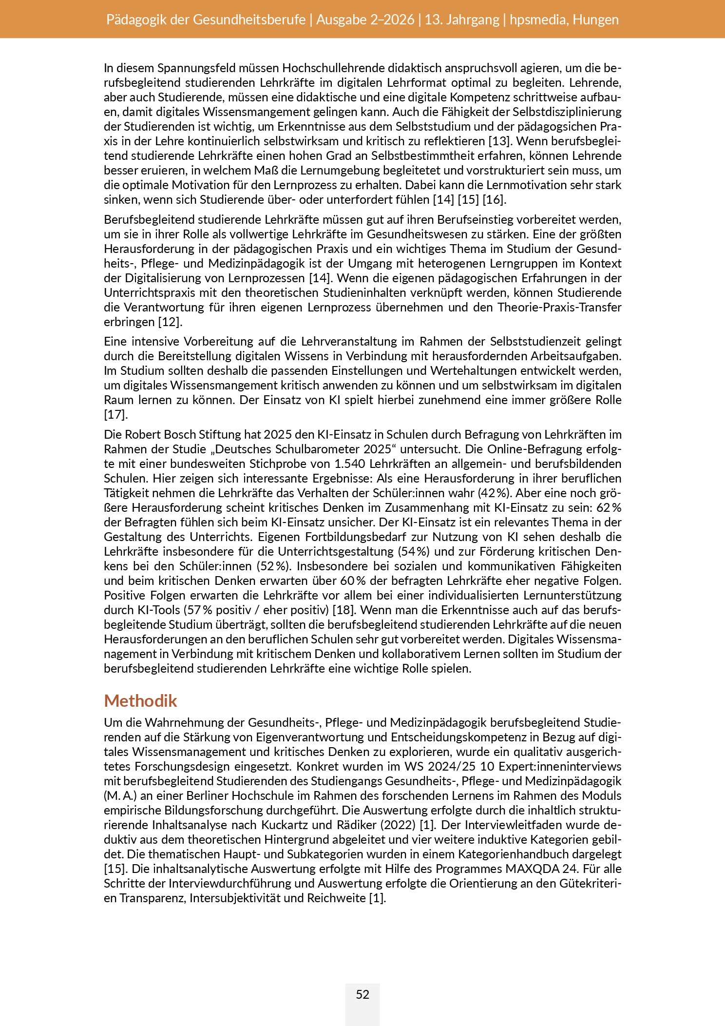Vorschauseite 3: Eigenverantwortung und Entscheidungskompetenz für berufsbegleitend studierende Lehrkräfte im Gesundheitswesen stärken – Digitales Wissensmanagement und kritisches Denken im Fokus