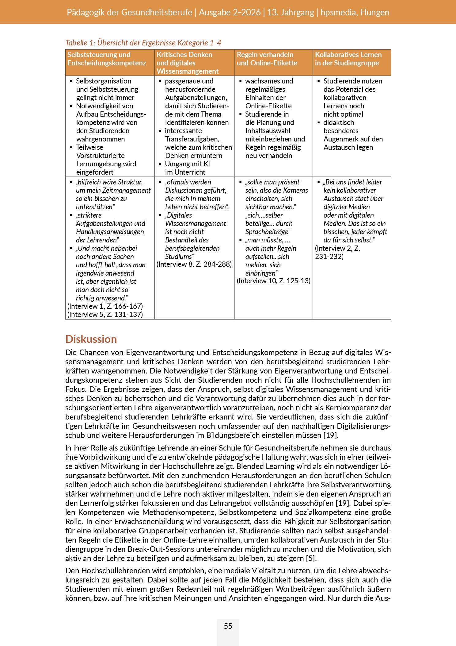 Vorschauseite 6: Eigenverantwortung und Entscheidungskompetenz für berufsbegleitend studierende Lehrkräfte im Gesundheitswesen stärken – Digitales Wissensmanagement und kritisches Denken im Fokus