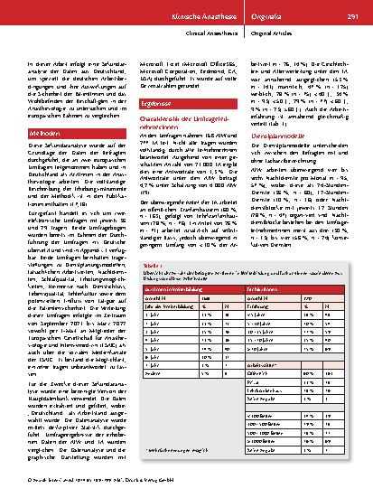 Vorschauseite 3: Arbeitsbedingte Fatigue in der Anästhesiologie in Deutschland – Auswirkungen auf das eigene Wohlbefinden und die Patientensicherheit
