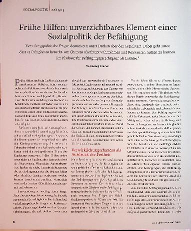 Vorschauseite 1: Frühe Hilfen: unverzichtbares Element einer Sozialpolitik der Befähigung