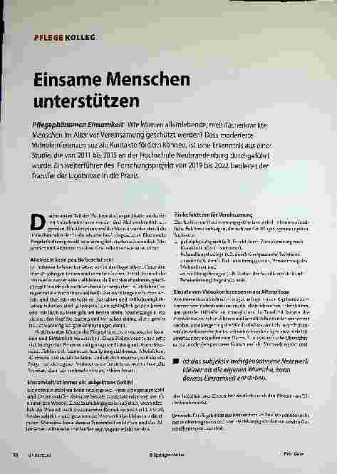 Vorschauseite 1: Einsame Menschen unterstützen
