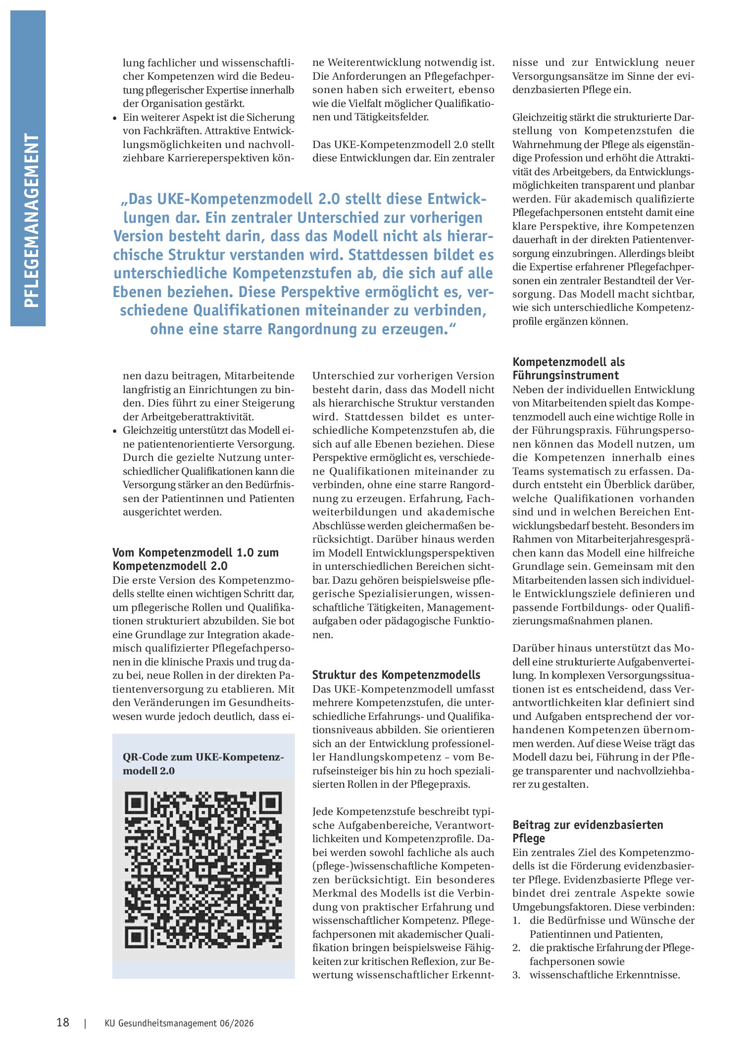 Vorschauseite 2: Qualifikationsmix in der Pflege gezielt gestalten: Das UKE-Kompetenzmodell 2.0 als Führungsinstrument für Transparenz und Personalentwicklung
