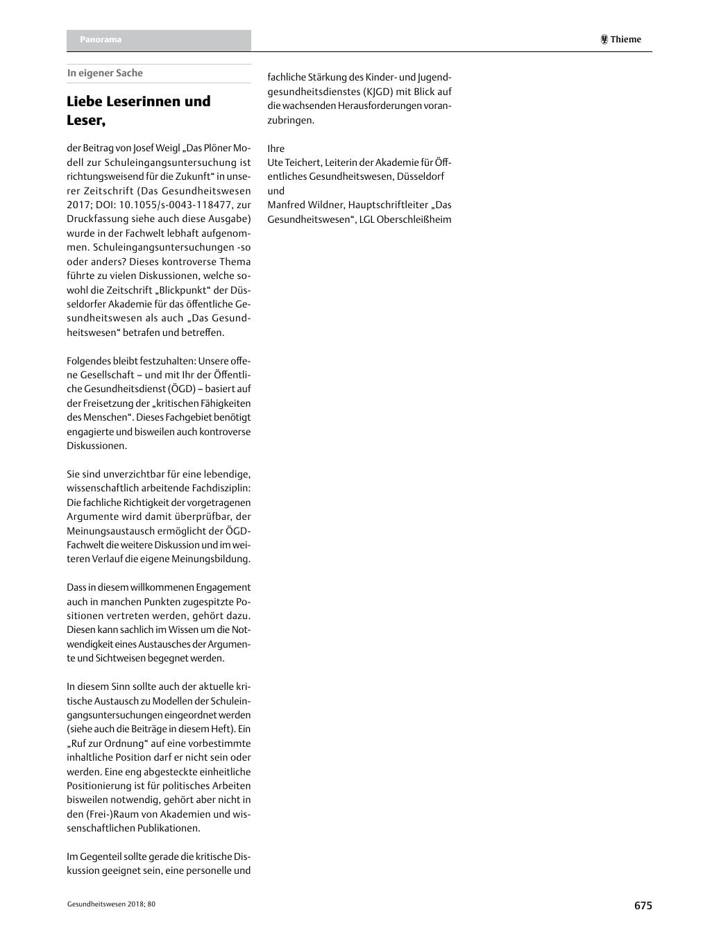 Vorschauseite 1: Liebe Leserinnen und Leser